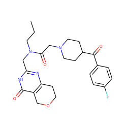 CCCN(Cc1nc2c(c(=O)[nH]1)COCC2)C(=O)CN1CCC(C(=O)c2ccc(F)cc2)CC1 ZINC000096283566