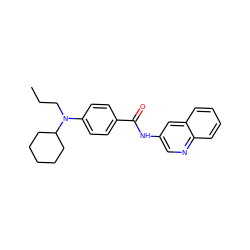 CCCN(c1ccc(C(=O)Nc2cnc3ccccc3c2)cc1)C1CCCCC1 ZINC000029051406