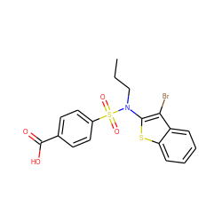 CCCN(c1sc2ccccc2c1Br)S(=O)(=O)c1ccc(C(=O)O)cc1 ZINC000115233001