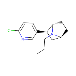 CCCN1[C@H]2CC[C@H]1[C@H](c1ccc(Cl)nc1)C2 ZINC000253635481