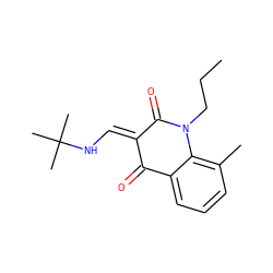 CCCN1C(=O)/C(=C/NC(C)(C)C)C(=O)c2cccc(C)c21 ZINC000473108009