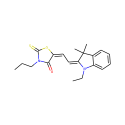 CCCN1C(=O)/C(=C\C=C2\N(CC)c3ccccc3C2(C)C)SC1=S ZINC000004859539