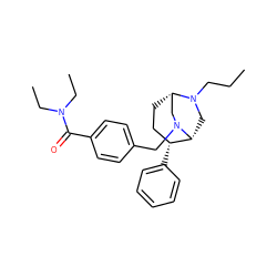 CCCN1C[C@@H]2[C@H](c3ccccc3)CC[C@H]1CN2Cc1ccc(C(=O)N(CC)CC)cc1 ZINC000029123573