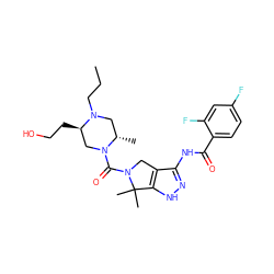 CCCN1C[C@H](C)N(C(=O)N2Cc3c(NC(=O)c4ccc(F)cc4F)n[nH]c3C2(C)C)C[C@H]1CCO ZINC000114183256