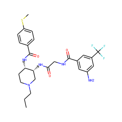 CCCN1CC[C@H](NC(=O)c2ccc(SC)cc2)[C@H](NC(=O)CNC(=O)c2cc(N)cc(C(F)(F)F)c2)C1 ZINC000049888673