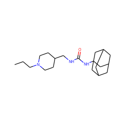 CCCN1CCC(CNC(=O)NC23CC4CC(CC(C4)C2)C3)CC1 ZINC000036330618