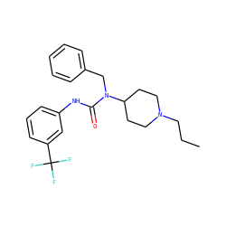 CCCN1CCC(N(Cc2ccccc2)C(=O)Nc2cccc(C(F)(F)F)c2)CC1 ZINC001772607497