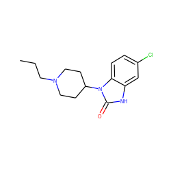 CCCN1CCC(n2c(=O)[nH]c3cc(Cl)ccc32)CC1 ZINC000095563219