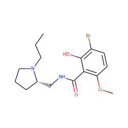 CCCN1CCC[C@H]1CNC(=O)c1c(OC)ccc(Br)c1O ZINC000028260533