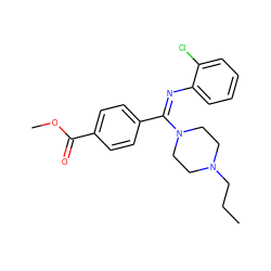 CCCN1CCN(/C(=N\c2ccccc2Cl)c2ccc(C(=O)OC)cc2)CC1 ZINC000029471508