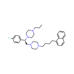 CCCN1CCN([C@@H](CN2CCN(CCCCc3cccc4ccccc34)CC2)c2ccc(F)cc2)CC1 ZINC000028646152