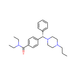 CCCN1CCN([C@@H](c2ccccc2)c2ccc(C(=O)N(CC)CC)cc2)CC1 ZINC000022939507