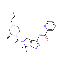 CCCN1CCN(C(=O)N2Cc3c(NC(=O)c4ccccn4)n[nH]c3C2(C)C)[C@@H](C)C1 ZINC000149026783