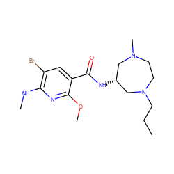 CCCN1CCN(C)C[C@@H](NC(=O)c2cc(Br)c(NC)nc2OC)C1 ZINC000027767305