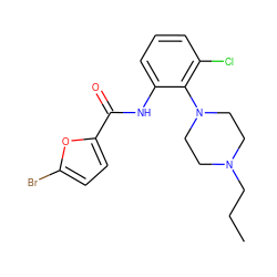 CCCN1CCN(c2c(Cl)cccc2NC(=O)c2ccc(Br)o2)CC1 ZINC000062241835