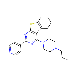 CCCN1CCN(c2nc(-c3ccncc3)nc3sc4c(c23)CCCC4)CC1 ZINC000223668009