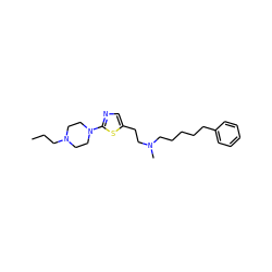 CCCN1CCN(c2ncc(CCN(C)CCCCCc3ccccc3)s2)CC1 ZINC000040898961