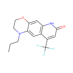 CCCN1CCOc2cc3[nH]c(=O)cc(C(F)(F)F)c3cc21 ZINC000014967270