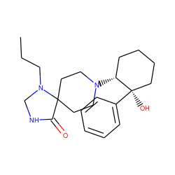 CCCN1CNC(=O)C12CCN([C@@H]1CCCC[C@@]1(O)c1ccccc1)CC2 ZINC000028564270