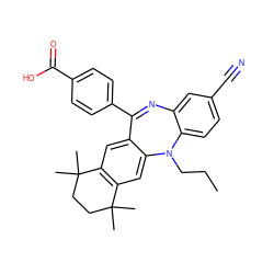 CCCN1c2ccc(C#N)cc2N=C(c2ccc(C(=O)O)cc2)c2cc3c(cc21)C(C)(C)CCC3(C)C ZINC000028708906