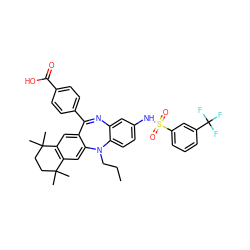 CCCN1c2ccc(NS(=O)(=O)c3cccc(C(F)(F)F)c3)cc2N=C(c2ccc(C(=O)O)cc2)c2cc3c(cc21)C(C)(C)CCC3(C)C ZINC000028824175