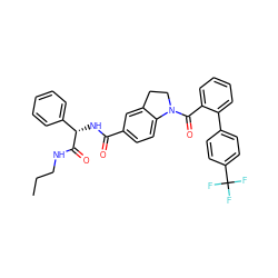 CCCNC(=O)[C@@H](NC(=O)c1ccc2c(c1)CCN2C(=O)c1ccccc1-c1ccc(C(F)(F)F)cc1)c1ccccc1 ZINC000036184498