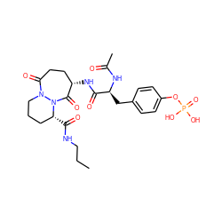 CCCNC(=O)[C@@H]1CCCN2C(=O)CC[C@H](NC(=O)[C@H](Cc3ccc(OP(=O)(O)O)cc3)NC(C)=O)C(=O)N12 ZINC000028768222