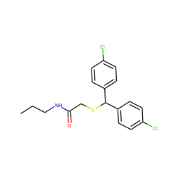 CCCNC(=O)CSC(c1ccc(Cl)cc1)c1ccc(Cl)cc1 ZINC000103246799