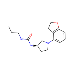 CCCNC(=O)N[C@@H]1CCN(c2cccc3c2CCO3)C1 ZINC000013587870