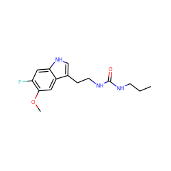 CCCNC(=O)NCCc1c[nH]c2cc(F)c(OC)cc12 ZINC000001535297