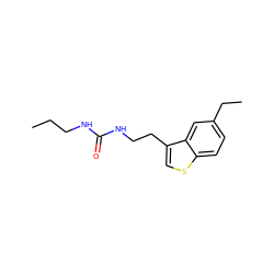 CCCNC(=O)NCCc1csc2ccc(CC)cc12 ZINC000013781798