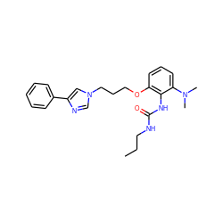 CCCNC(=O)Nc1c(OCCCn2cnc(-c3ccccc3)c2)cccc1N(C)C ZINC000013827515