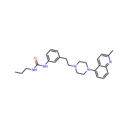 CCCNC(=O)Nc1cccc(CCN2CCN(c3cccc4nc(C)ccc34)CC2)c1 ZINC000066262491