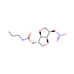 CCCNC(=O)O[C@H]1CO[C@@H]2[C@H](O[N+](=O)[O-])CO[C@H]12 ZINC000040972303