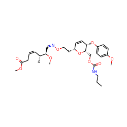 CCCNC(=O)OC[C@@H]1O[C@H](CCO/N=C\[C@@H](OC)[C@H](C)/C=C\CC(=O)OC)C=C[C@@H]1Oc1ccc(OC)cc1 ZINC000008035765