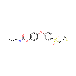 CCCNC(=O)Oc1ccc(Oc2ccc(S(=O)(=O)C[C@@H]3CS3)cc2)cc1 ZINC000096286040