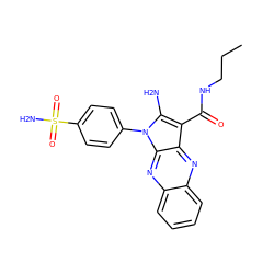 CCCNC(=O)c1c(N)n(-c2ccc(S(N)(=O)=O)cc2)c2nc3ccccc3nc12 ZINC000002403517