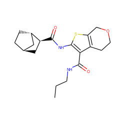 CCCNC(=O)c1c(NC(=O)[C@H]2C[C@H]3CC[C@H]2C3)sc2c1CCOC2 ZINC000261126916