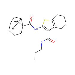 CCCNC(=O)c1c(NC(=O)C23C[C@@H]4CC2C[C@H](C4)C3)sc2c1CCCC2 ZINC000101500786