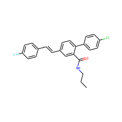 CCCNC(=O)c1cc(/C=C/c2ccc(F)cc2)ccc1-c1ccc(Cl)cc1 ZINC000026976452