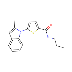 CCCNC(=O)c1ccc(-n2c(C)cc3ccccc32)s1 ZINC000006914084