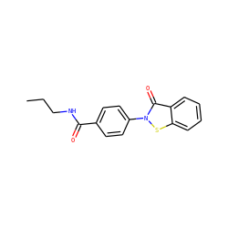 CCCNC(=O)c1ccc(-n2sc3ccccc3c2=O)cc1 ZINC000064622015