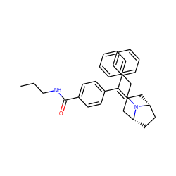 CCCNC(=O)c1ccc(C(=C2C[C@@H]3CC[C@H](C2)N3CCc2ccccc2)c2ccccc2)cc1 ZINC000026255000