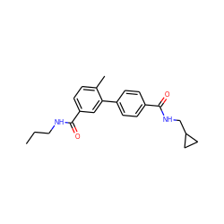 CCCNC(=O)c1ccc(C)c(-c2ccc(C(=O)NCC3CC3)cc2)c1 ZINC000040916671