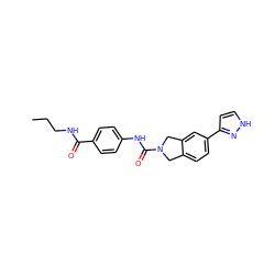 CCCNC(=O)c1ccc(NC(=O)N2Cc3ccc(-c4cc[nH]n4)cc3C2)cc1 ZINC000166745003