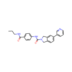 CCCNC(=O)c1ccc(NC(=O)N2Cc3ccc(-c4cccnc4)cc3C2)cc1 ZINC000166117763