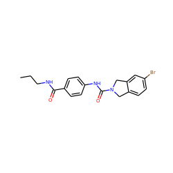 CCCNC(=O)c1ccc(NC(=O)N2Cc3ccc(Br)cc3C2)cc1 ZINC000165839573