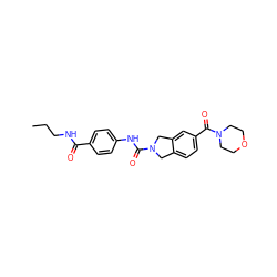 CCCNC(=O)c1ccc(NC(=O)N2Cc3ccc(C(=O)N4CCOCC4)cc3C2)cc1 ZINC000168090230