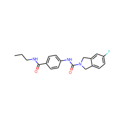 CCCNC(=O)c1ccc(NC(=O)N2Cc3ccc(F)cc3C2)cc1 ZINC000166388086