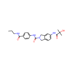 CCCNC(=O)c1ccc(NC(=O)N2Cc3ccc(NC(=O)C(C)(C)O)cc3C2)cc1 ZINC000166329653